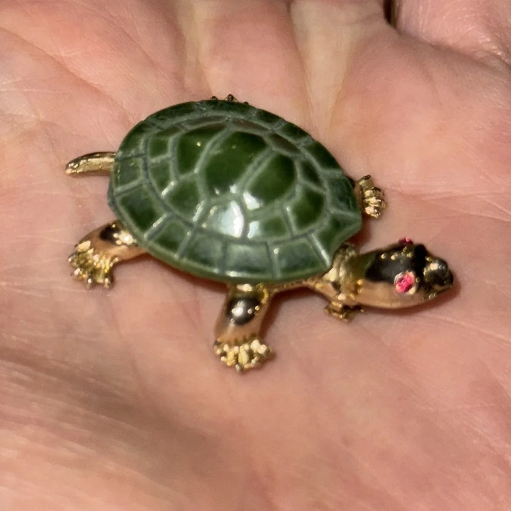 Green and Gold Turtle Brooch
